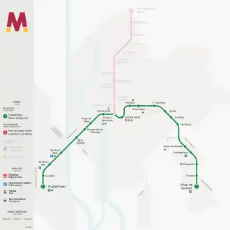 Routekaart van de Metro van Sevilla