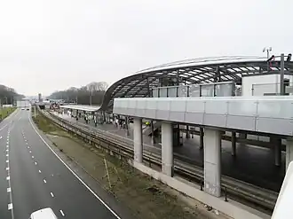 Zicht vanaf het viaduct richting het IJtunneltracé