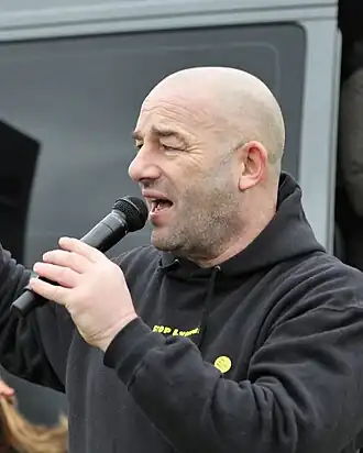 Michel Reijinga bij een coronademonstratie in 2022