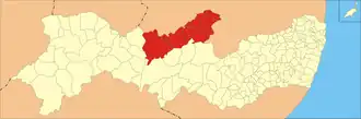 Ligging van de Braziliaanse microregio Pajeú in Pernambuco