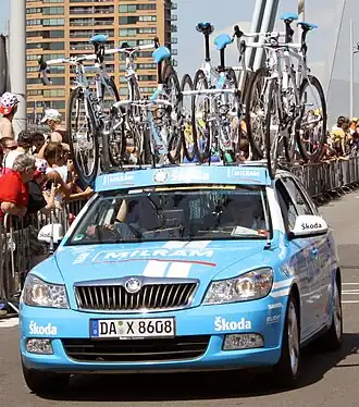 Skoda Octavia van Team Milram tijdens de Ronde Van Frankrijk 2010