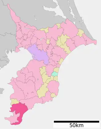 Situering van Minamiboso in de prefectuur  Chiba