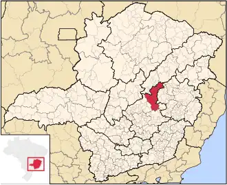 Ligging van de Braziliaanse microregio Conceição do Mato Dentro in Minas Gerais