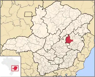 Ligging van de Braziliaanse microregio Guanhães in Minas Gerais