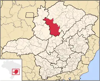 Ligging van de Braziliaanse microregio Pirapora in Minas Gerais