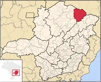 Ligging van de Braziliaanse microregio Salinas in Minas Gerais