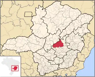 Ligging van de Braziliaanse microregio Sete Lagoas in Minas Gerais
