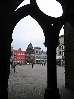 Gezicht op de Markt en het Schmiedingsche Haus
