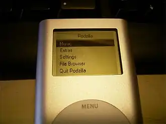 Podzilla, de interface van iPodLinux