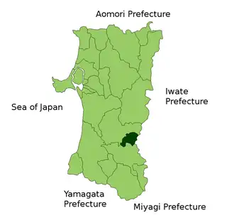 Situering van Misato in de prefectuur Akita