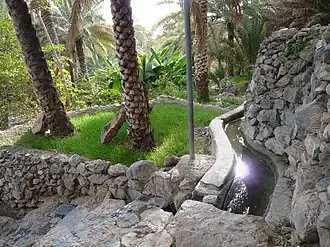 De 'jubs' (gotenstelsel) van een falaj in Oman