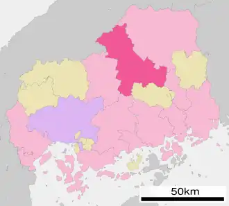 Situering van Miyoshi in de prefectuur  Hiroshima