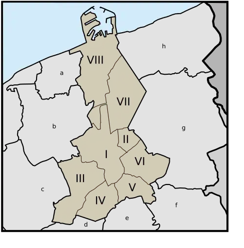 Kaart van de deelgemeenten