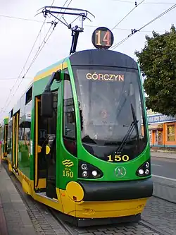 Voorzijde van een Moderus Alfa tram.