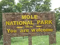 Bord bij de ingang van het park.