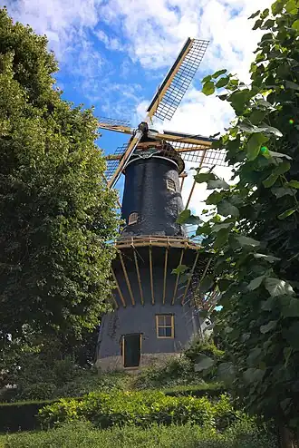 De molen gezien vanaf de Willemshof