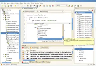 Screenshot van MonoDevelop