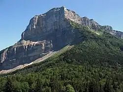 De noordwand van Mont Granier na de bergstorting van 1248