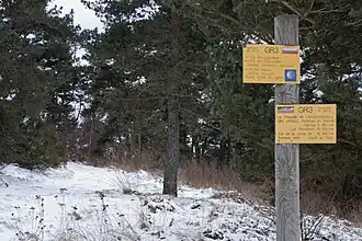 Markering van de GR3 en de Pelgrimsroute naar Santiago de Compostella