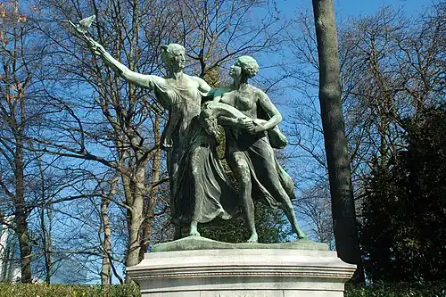Het Belgische Genie gidst Congo(Monument Generaal Thys, Jubelpark, Brussel).