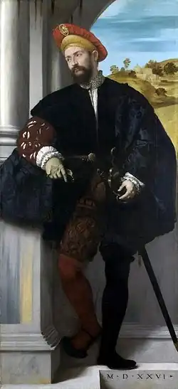 Moretto da Brescia: Portret van een man ten voeten uit