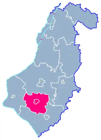 Ligging van de gemeente binnen de powiat