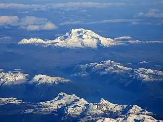 Monte Burney gezien vanuit de lucht, richting zuidwesten