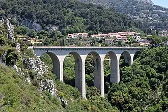 Een viaduct van de D6007 tussen Nice en Menton
