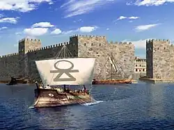 Reconstructie van de toegang tot de kothon van Motya.