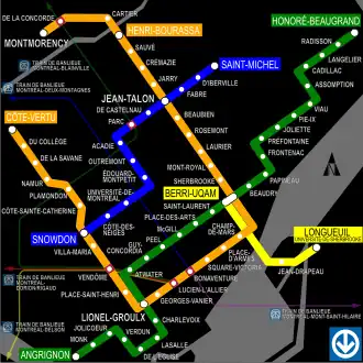 Netwerkkaart van de Metro van Montréal