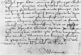 Brief ondertekend door Mutianus (1525)