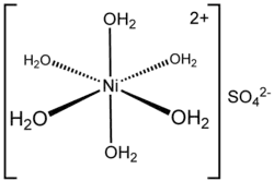 Structuurformule van nikkel(II)sulfaat (hexahydraat)
