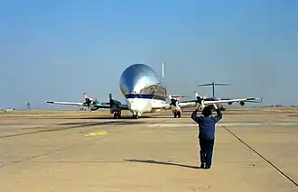 De Aero Spacelines Super Guppy van de NASA op Altus AFB