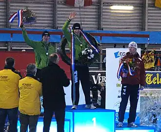 Ben Jongejan (rechts) wint brons bij de NK Allround 2008