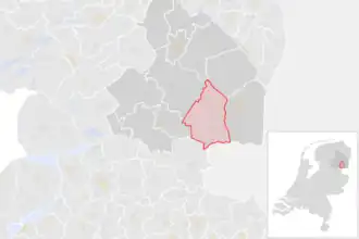 Locatie van de gemeente Coevorden (gemeentegrenzen CBS 2016)