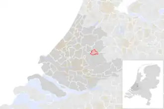 Locatie van de gemeente Gouda (gemeentegrenzen CBS 2016)