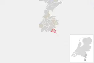 Locatie van de gemeente Vaals (gemeentegrenzen CBS 2016)