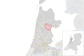 Locatie van de gemeente Koggenland (gemeentegrenzen CBS 2016)