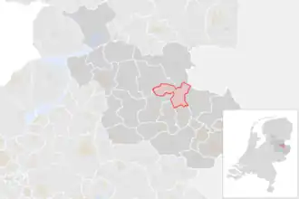 Locatie van de gemeente Twenterand (gemeentegrenzen CBS 2016)