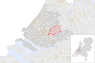 Locatie van de gemeente Krimpenerwaard (gemeentegrenzen CBS 2016)