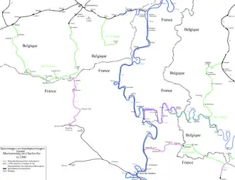 Kaart van het Zuiden van de provincie Namen, Buurtspoorwegen van de provincie Namen