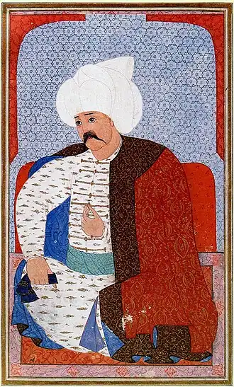 Selim I(16e eeuw), miniatuur door Nakkaş Osman, Bibliotheek Topkapıpaleis