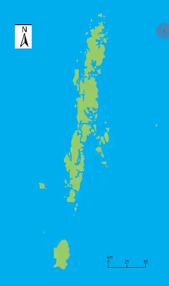 kaart van Andamanen met de locatie van Narcondam