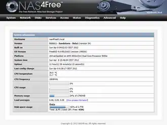 De WebGUI van NAS4Free