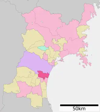 Situering van Natori in de prefectuur  Miyagi