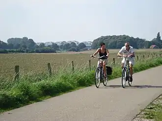 Maasdijk met fietsers