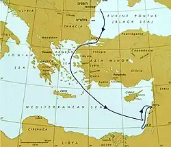 Traject van de Tiger Hill van Constanța naar Tel Aviv