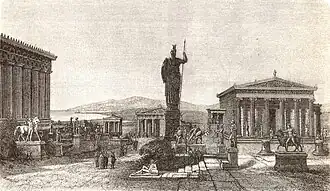 Het beeld van Athena Promachos, houtsnede uit 1898.