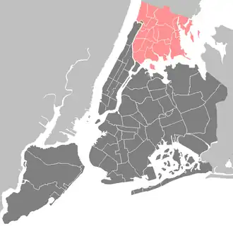 Kaart van Bronx County