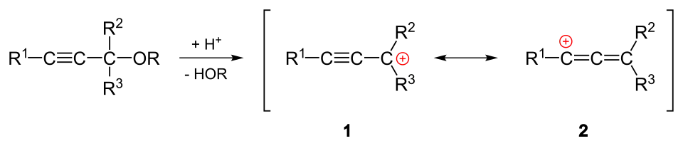 Resonantie van het propargylisch kation.